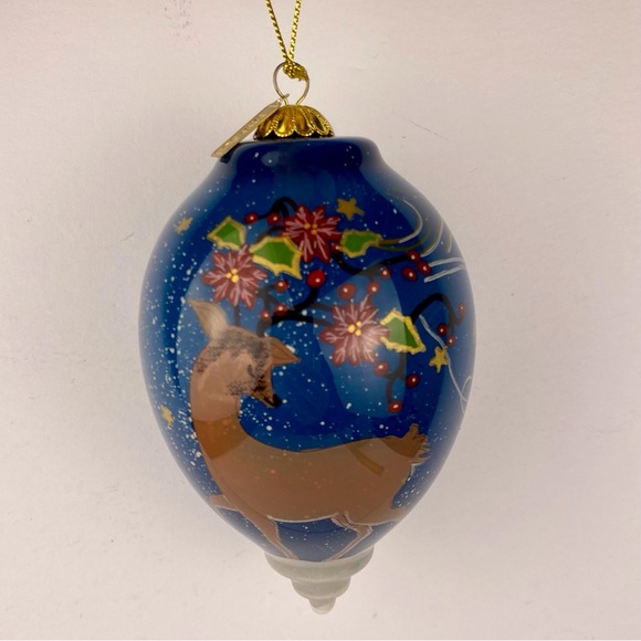 Pier 1 Li Bien Glass Christmas Ornament 2017 Hand-Painted Reindeer W/ Box - Picture 2 of 8